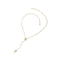 Collana Rosario Tau pendente con San Francesco, Madonna, diamanti e decina di grani in oro
