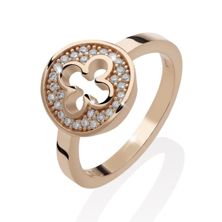 Anello Iter Venezia fiore quadrilobo o croce quadrilobata Palazzo Ducale in oro con zirconi