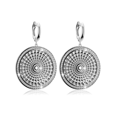 Gold earrings depicting the Pantheon's dome with diamonds