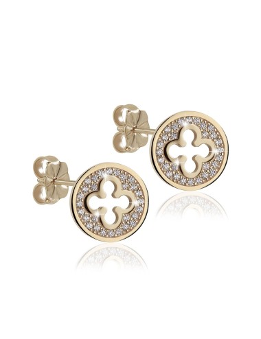 Gold Iter Venice small earrings with Palazzo Ducale's quadrilob flower and diamonds