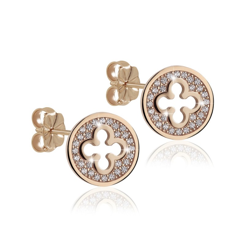 Orecchini piccoli Iter Venezia fiore quadrilobo o croce quadrilobata Palazzo Ducale in oro con diamanti