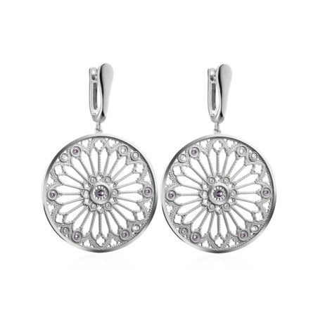 Sterling silver Florence Dome rosewindow collection earrings with zirconia