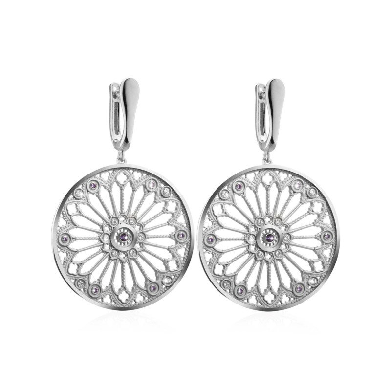 Gold Florence Dome rosewindow collection earrings with stones