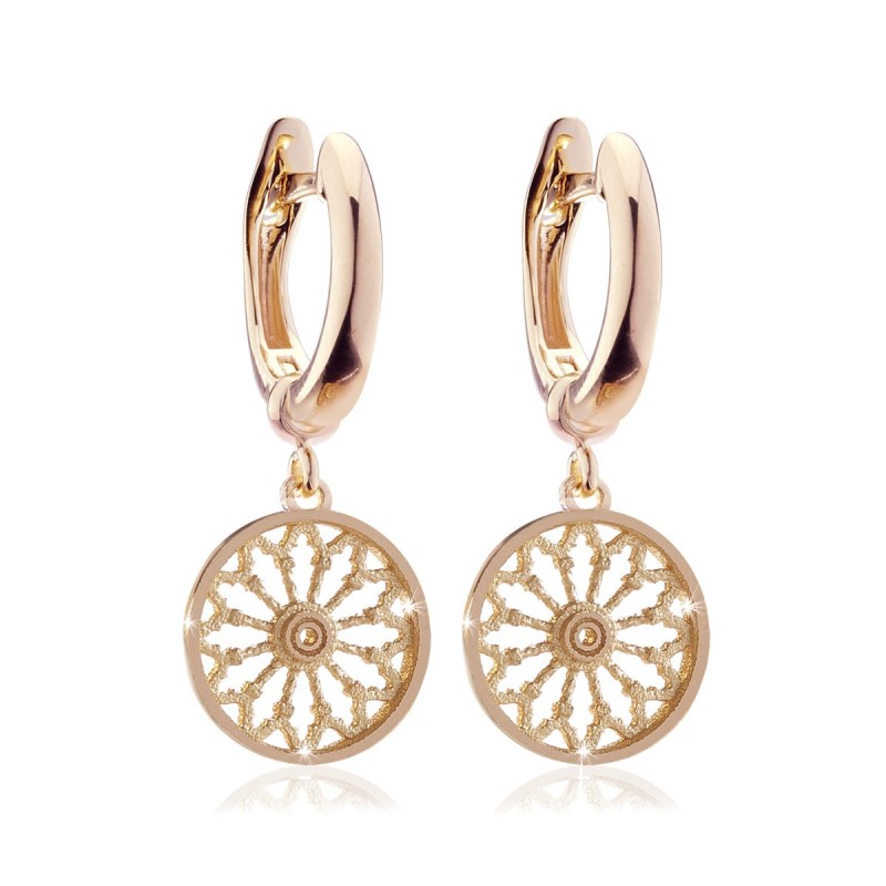 Sterling silver small earrings, depicting the rosewindow of St. Francis Basilica