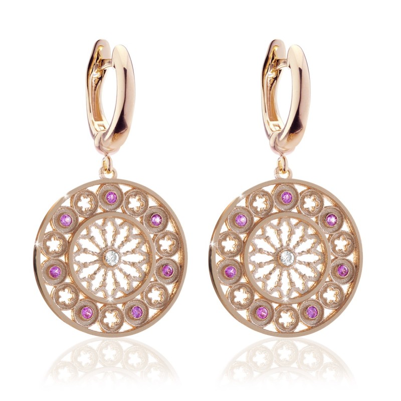 Sterling silver St. Francis rosewindow Canticum collection medium earrings with zirconia