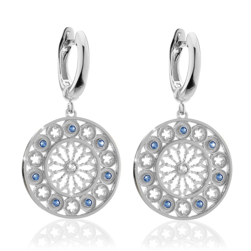 Gold St. Francis rosewindow Canticum collection medium earrings with stones