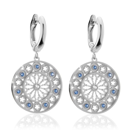 Gold St. Francis rosewindow Canticum collection medium earrings with stones