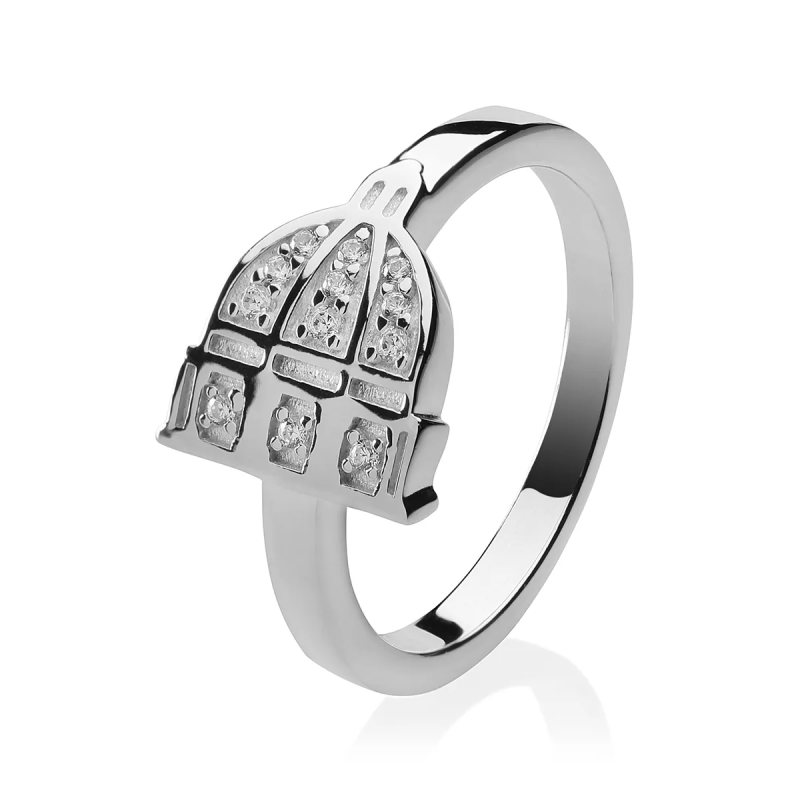 Gold Iter Rome ring St. Peter's Basilica with diamonds