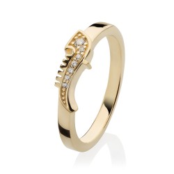 Gold Iter Venice ring with gondola bow ornament with diamonds