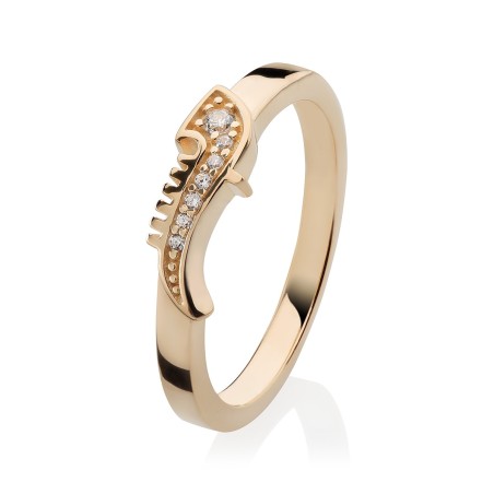 Gold Iter Venice ring with gondola bow ornament with diamonds