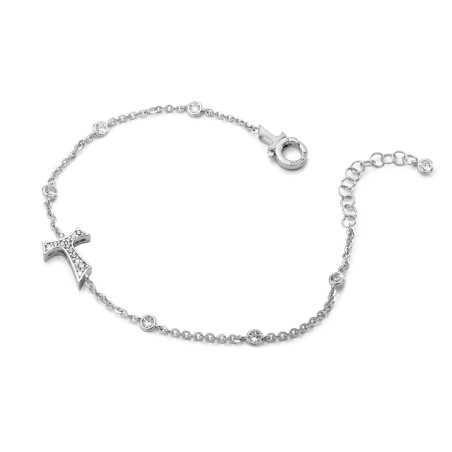 Gold Sign bracelet with Franciscan Tau cross and diamonds