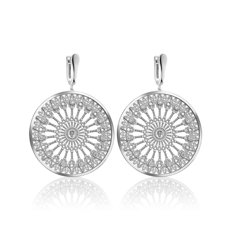 Gold Orvieto Dome rosewindow collection earrings with diamonds