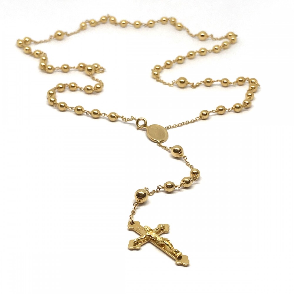 18 kt yellow and white gold rosary necklace