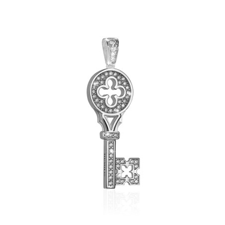 Pendente Iter Venezia chiave fiore quadrilobo o croce quadrilobata Palazzo Ducale in argento e zirconi