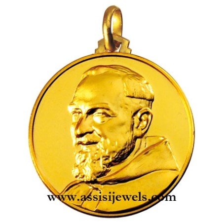 18 kt gold Saint Father Pio medal
