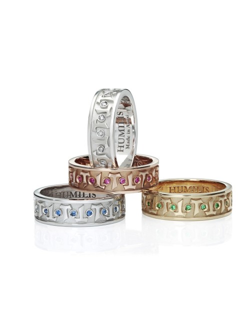 Gold Classic Canticum collection ring Franciscan Tau cross with stones