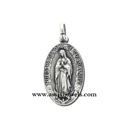 925 sterling silver Madonna of Guadalupe medal