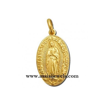 18 kt gold Madonna of Guadalupe medal