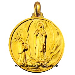 Medaglia Madonna di Lourdes oro 18 kt
