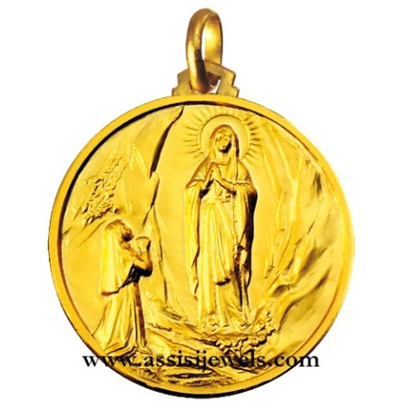 Medaglia Madonna di Lourdes oro 18 kt