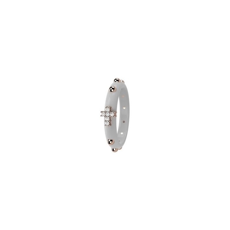 Nardelli white gold and enamel  rosary ring