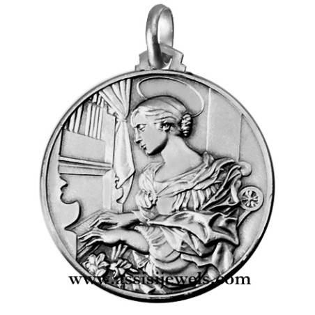925 sterling silver Saint Cecilia medal