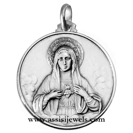925 sterling silver heart of Mary medal