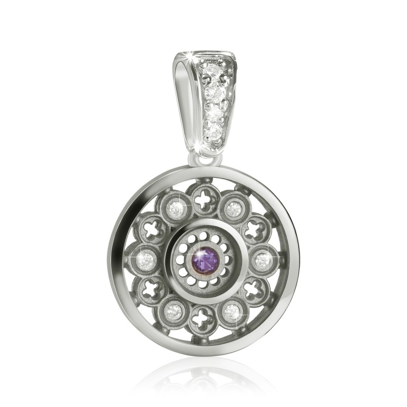Pendente Rosone piccolo Duomo Firenze in argento con zirconi