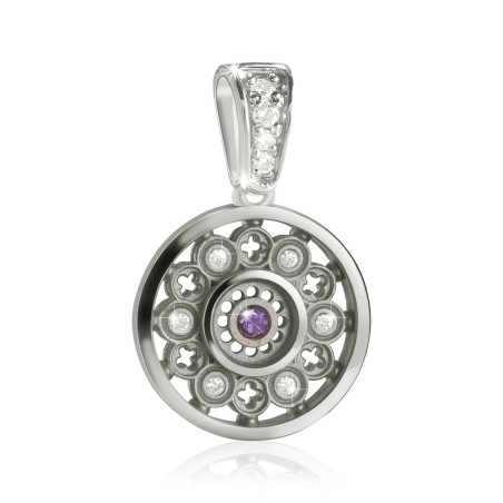 Pendente Rosone piccolo Duomo Firenze in argento con zirconi