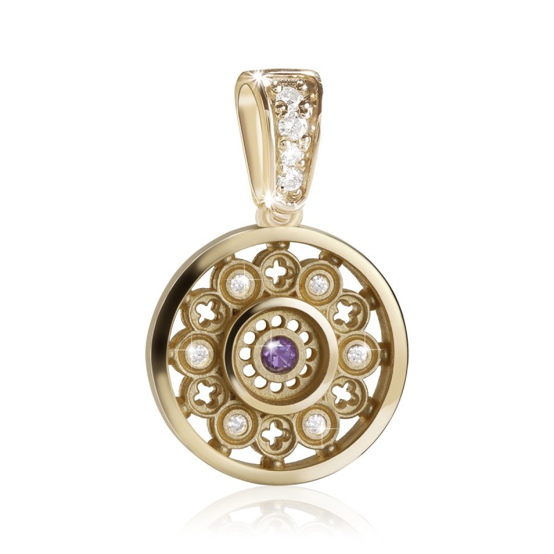 Pendente Rosone piccolo Duomo Firenze in argento con zirconi