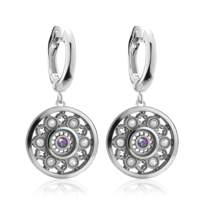 Sterling silver Cathedral of Florence rosewindow small earrings with zirconia