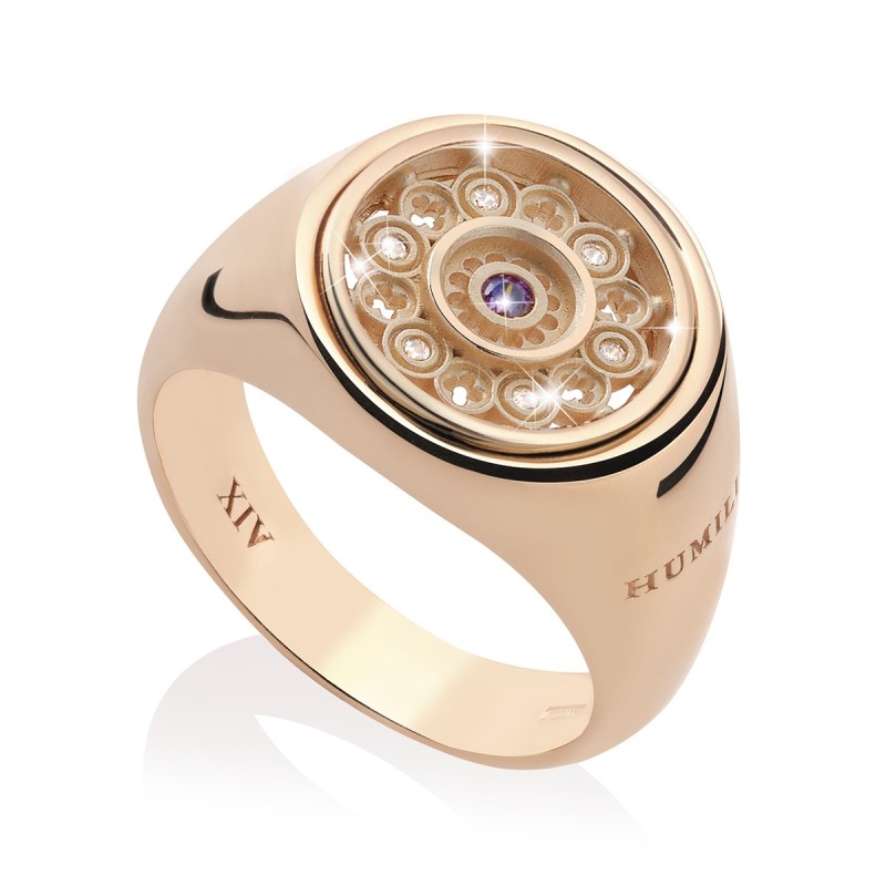 Sterling silver ring Rose Window Florence Cathedral with zirconia