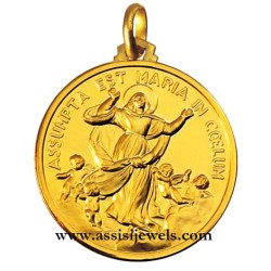 Medaglia Madonna Assunta in cielo oro 18 kt