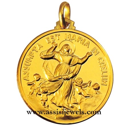 Medaglia Madonna Assunta in cielo oro 18 kt