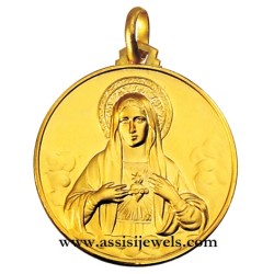 Medaglia cuor di Maria oro 18 kt