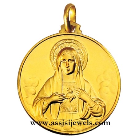 Medaglia cuor di Maria oro 18 kt