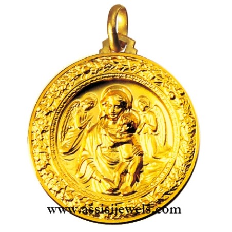 Medaglia Madonna della robbia oro 18 kt
