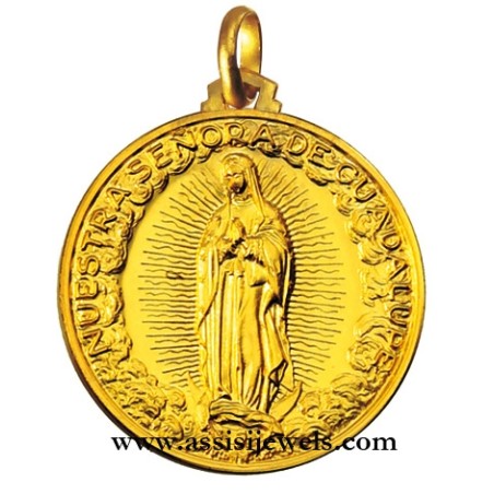 18 kt gold Madonna of Guadalupe medal