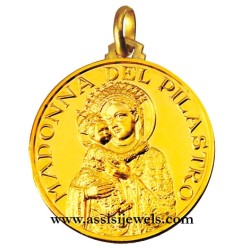 18 kt gold Our Lady of the pillar medal