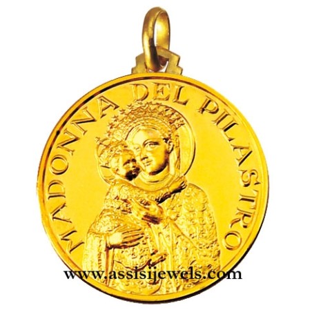 18 kt gold Our Lady of the pillar medal