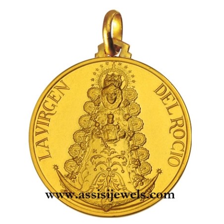 18 kt gold Madonna of Rocio medal