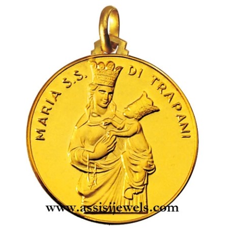 Medaglia Madonna di Trapani oro 18 kt