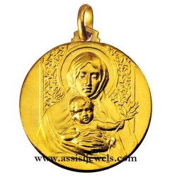 18 kt gold Madonna with olive medal