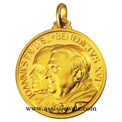 18 kt gold two Popes medal