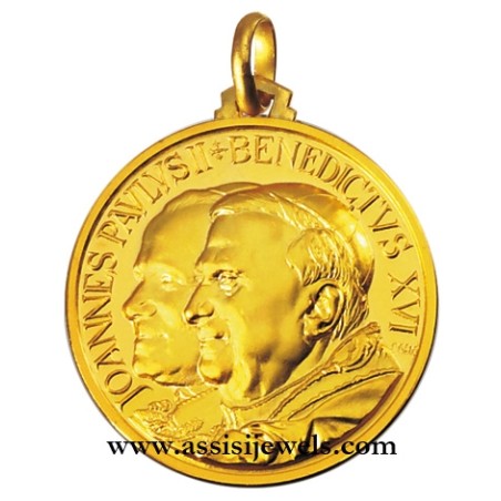 18 kt gold two Popes medal