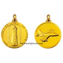 18 kt gold Madonna of Loreto and airplane medal