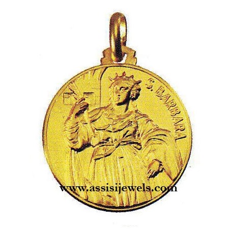 18 kt gold Saint Barbara medal