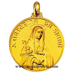 18 kt gold Saint Catherine from Siena medal