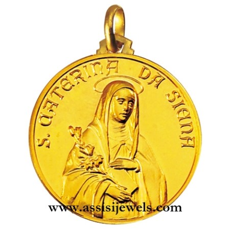 18 kt gold Saint Catherine from Siena medal
