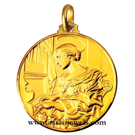 18 kt gold Saint Cecilia medal